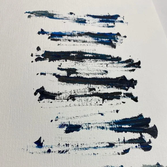 Abstract Acrylic Original Painting On Canvas Paper 9X12 Wall Art Blue Black - Picture 4 of 7